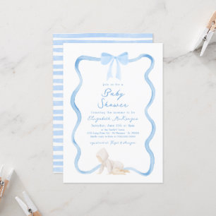Whimsical Handritad Blå Slinga Pojke Babyfirande Inbjudningar
