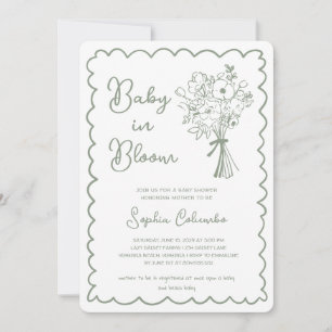 Whimsical Handritad Blombukett Bebis i Blomning Inbjudningar