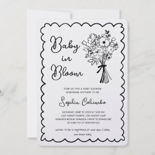 Whimsical Handritad Blombukett Bebis i Blomning Inbjudningar