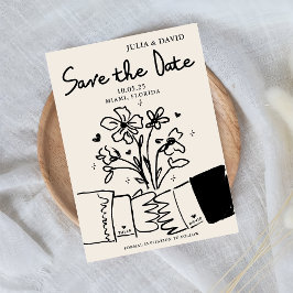 Whimsical Handritad Blommig Bröllop Spara Datum Datumet