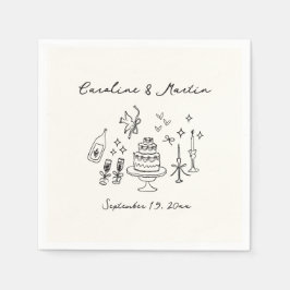 Whimsical, handritad bröllop pappersservett