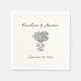 Whimsical, handritad bröllops- pappersservett