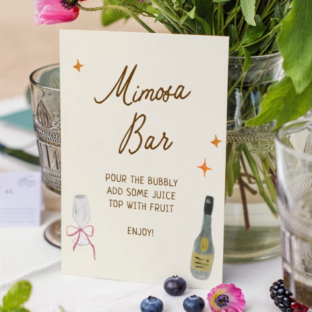 Whimsical Handritad Bröllopsdusch Mimosa Bar Poster (Skapare uppladdad)