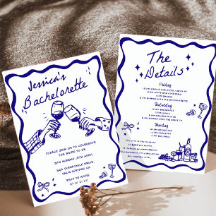 Whimsical Handritad Cocktail Möhippa Inbjudningar
