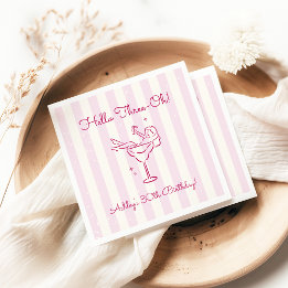 Whimsical Handritad Cocktail Rosa 30-årsfirande Pappersservett