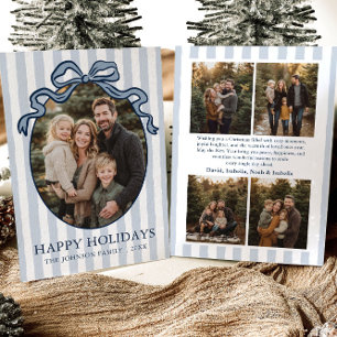Whimsical Handritad Coquette-båge Familjefoto Julkort