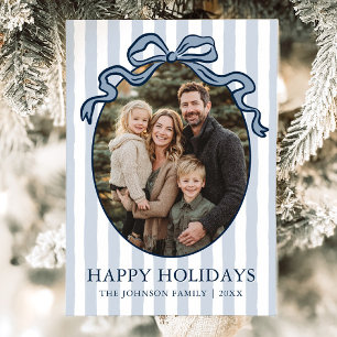 Whimsical Handritad Coquettebåge Familjefoto Julkort