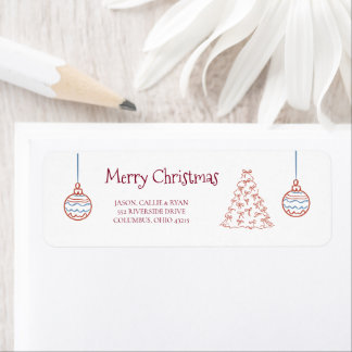 Whimsical Handritad Doodle Jul Returadress Etikett