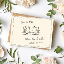 Whimsical Handritad Dove Spara Datum Postkort