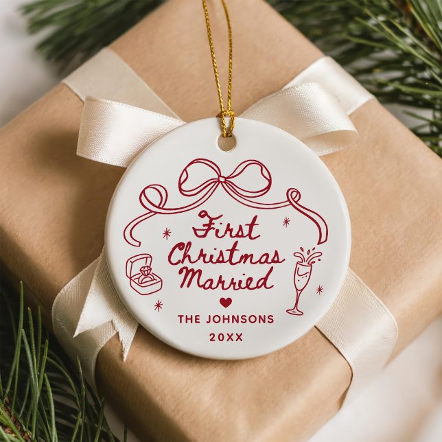 Whimsical Handritad Första Julen Gift Julgransprydnad Keramik (Skapare uppladdad)