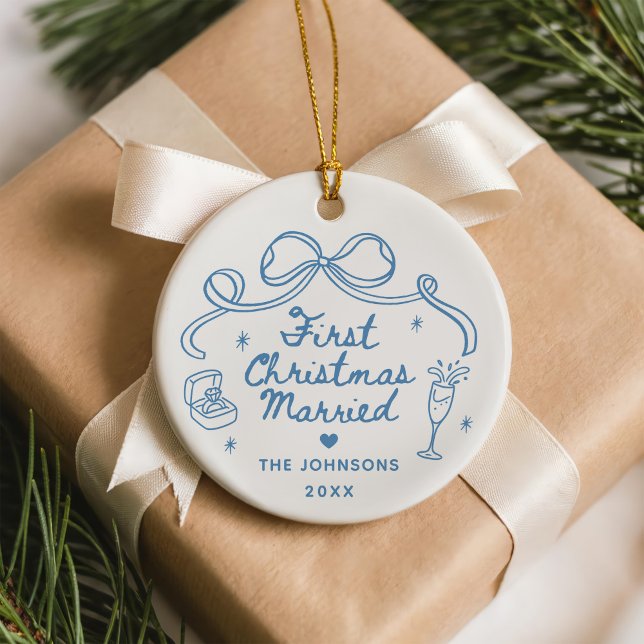 Whimsical Handritad Första Julen Gift Julgransprydnad Keramik (Skapare uppladdad)