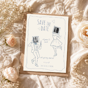 Whimsical Handritad Foto-doodle Spara Datum Datumet