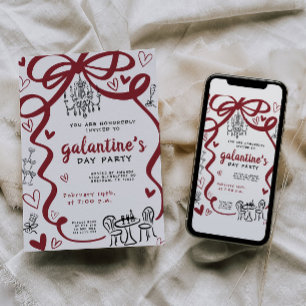 Whimsical Handritad Galentines Festinladning Inbjudningar