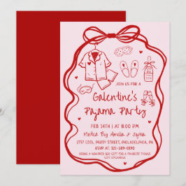 Whimsical Handritad Galentine's Pyjamasparty  Inbjudningar
