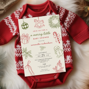 Whimsical handritad Glad liten bebis shower Inbjudningar