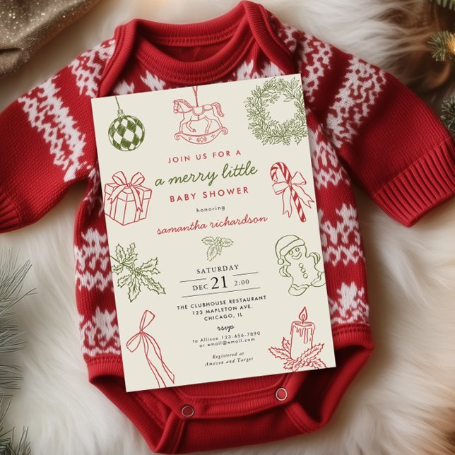 Whimsical handritad Glad liten bebis shower Inbjudningar (Skapare uppladdad)