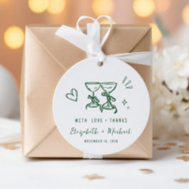 Whimsical Handritad Grön Bröllop Tack Gåvor Etiketter