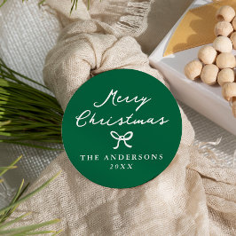 Whimsical Handritad Grön Julbåge Jul Runt Klistermärke
