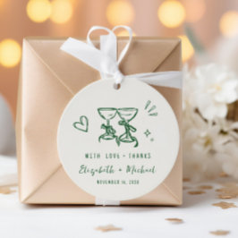 Whimsical Handritad Grön Kräm Bröllop Tack Gåvor Etiketter