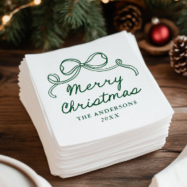Whimsical Handritad Grön Slinga God Jul Pappersservett