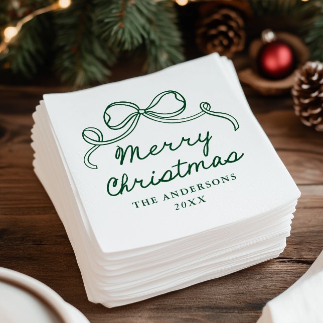 Whimsical Handritad Grön Slinga God Jul Pappersservett (Skapare uppladdad)