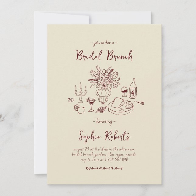 Whimsical Handritad Handstil Bröllopsbrunch Inbjudningar (Framsida)