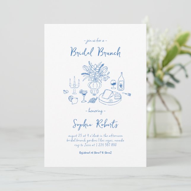 Whimsical Handritad Handstil Bröllopsbrunch Inbjudningar (Stående Fram)