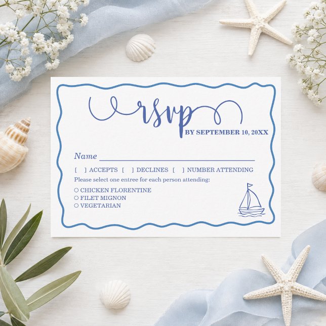 Whimsical Handritad Havsliv Bröllop RSVP & Måltide OSA Kort (Skapare uppladdad)