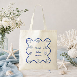 Whimsical Handritad Havsliv Bröllopsfavor Tygkasse