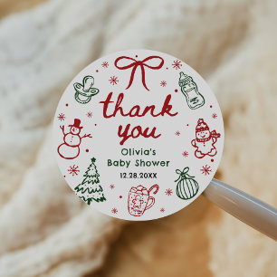 Whimsical Handritad Jul Bebis Badrum Runt Klistermärke