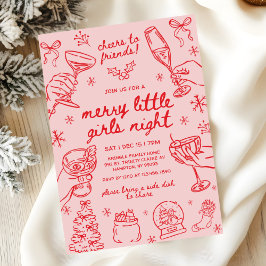 Whimsical Handritad Jul Kväll Med Tjejerna Inbjudningar