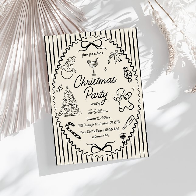 Whimsical Handritad Julfest Inbjudningar (Skapare uppladdad)