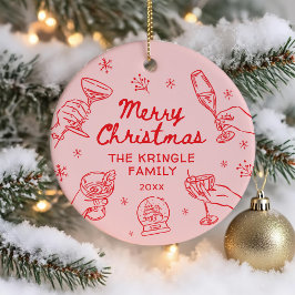 Whimsical Handritad Julfest Julgransprydnad Keramik