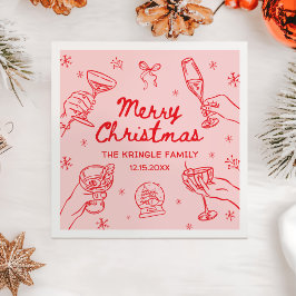 Whimsical Handritad Julfest Pappersservett