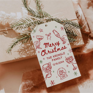Whimsical Handritad Julfest Presentetikett