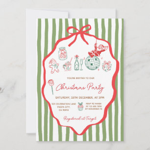 Whimsical Handritad Julfestinladning Inbjudningar