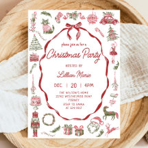 Whimsical Handritad Julfestinladning