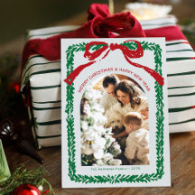 Whimsical Handritad Julkrans Familjefoto