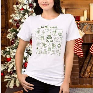 Whimsical Handritad Klotter Grön T Shirt