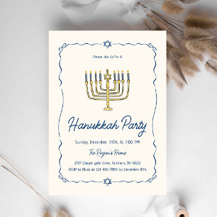 Whimsical Handritad Klotter Hanukkah-fest Inbjudningar