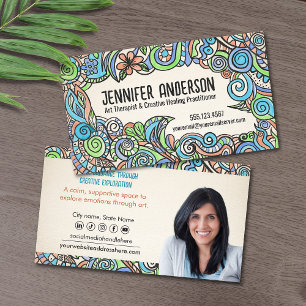 Whimsical Handritad Konstterapeut Visitkort