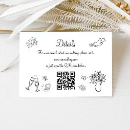 Whimsical Handritad QR-kod Bröllopsdetaljer Tilläggskort