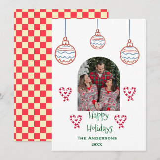 Whimsical handritad Retro jul Julkort