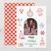 Whimsical handritad Retro jul
