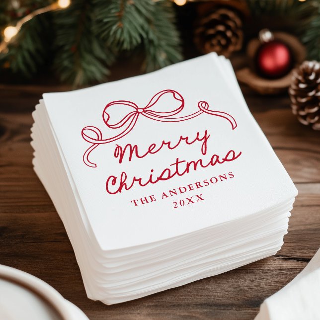 Whimsical Handritad Röd Slinga God Jul Pappersservett (Skapare uppladdad)