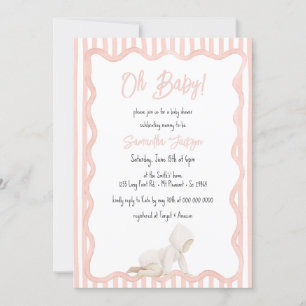 Whimsical Handritad Rosa Babykalas-inbjudan Inbjudningar