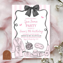 Whimsical Handritad Rosa Spa-Jama Födelsedag Inbjudningar