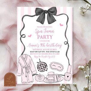 Whimsical Handritad Rosa Spa-Jama Födelsedag Inbjudningar
