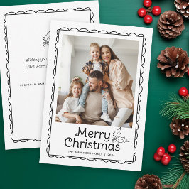 Whimsical Handritad Scallop Ram Foto Jul Julkort