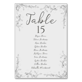 Whimsical handritad script bröllops sittplan bordsnummer